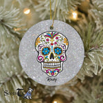 Sugar Skull Ornament Personalized Ornaments Sugar Skull Glitter Gift Happy Halloween Ornament Gift - Scotstee Shop