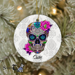 Sugar Skull Ornament Personalized Ornaments Sugar Skull Cool Bone Head Skulls Gift Halloween Ornament Gift - Scotstee Shop