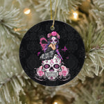 Sugar Skull Ornament Fairy Sugar Skull Breast Cancer Butterfly Pink Ribbon Happy Halloween Ornament Gift - Scotstee Shop