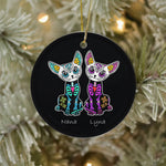 Sugar Skull Ornament personalized ornaments Day of Dead Sugar Cats Skeleton Skull Happy Halloween Ornament Gift - Scotstee Shop