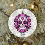 Sugar Skull Ornament Personalized Ornaments Purple Sugar Skull Gift Happy Halloween Ornament Gift - Scotstee Shop