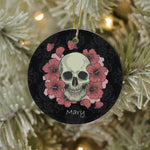 Sugar Skull Ornament Personalized Ornaments Floral Skull Dia de los Muertos Flower Hibiscus Happy Halloween Ornament Gift - Scotstee Shop
