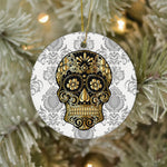 Sugar Skull Ornament Cool Black & Gold Sugar Skull Day of Dead Classic Happy Halloween Ornament Gift - Scotstee Shop