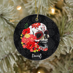 Sugar Skull Ornament Personalized Ornaments Flower Skull Sugar Roses Women Halloween Gift Happy Halloween Ornament Gift - Scotstee Shop