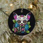 Sugar Skull Ornament Chihuahua Sugar Skull Mexico Dog Calavera Dia De Los Muertos Halloween Ornament Gift - Scotstee Shop