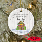 Scotstee Shop - Personalize Name Family Gingerbread House Cookie First Christmas Ceramic Ornament, First Christmas In Our New Home Ornament