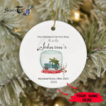 Scotstee Shop - Personalize Name Family First Christmas as Mr & Mrs Blue Truck New Home Ceramic Ornament, First Christmas In Our New Home Ornament