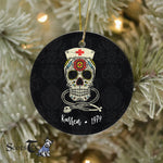 Sugar Skull Ornament Personalized Ornaments Nurse Sugar Skull Stethoscope RN Medical Halloween Costume Gift - Scotstee Shop