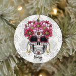 Sugar Skull Ornament Personalized Ornaments Floral Sugar Skull Day of Dead Dia De Muertos Gift Happy Halloween Ornament Gift - Scotstee Shop