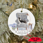 Scotstee Shop - Personalize Name Family Border Collie Dog We've Moved Christmas Ornament