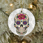 Sugar Skull Ornament Day of Dead Sugar Skull with Rose Happy Halloween Ornament Gift Halloween Tree Decorations Halloween Gift - Scotstee Shop