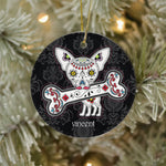 Sugar Skull Ornament Personalized Ornaments Dia De Los Muertos Sugar Skull Chihuahua Happy Halloween Ornament Gift - Scotstee Shop