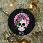 Sugar Skull Ornament Personalized Ornaments Lady Sugar Skull Flower Gift Happy Halloween Ornament Gift - Scotstee Shop