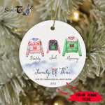 Scotstee Shop - Custom Name Family of Three First Christmas Sweatshirt Christmas Ornament