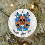Sugar Skull Ornament Personalized Ornaments Sugar Skull Day Of Dead Cool Bone Head Skulls Gift Halloween Ornament - Scotstee Shop