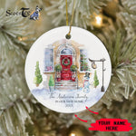 Scotstee Shop - First Christmas In Our New Home Circle Ceramic Ornament Watercolor Christmas Door Holiday New Home Christmas Gift Ornament