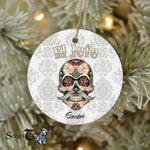 Sugar Skull Ornament Personalized Ornaments Sugar Skull Shirt For Men Dia De Los Muertos El Jefe Happy Halloween Ornament - Scotstee Shop