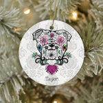 Sugar Skull Ornament Personalized Ornaments English Bulldog Sugar Skull Calavera Bulldog Sugar Skull Happy Halloween Ornament Gift - Scotstee Shop