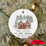 Scotstee Shop - Custom Name Family Winter Night First Christmas in Our New Home Ceramic Ornament