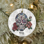 Sugar Skull Ornament Personalized Ornaments Floral Skull Dia de los Muertos Happy Halloween Ornament Gift - Scotstee Shop