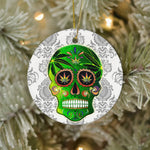Sugar Skull Ornament Cool Day of Dead Sugar Skull Weed Happy Halloween Ornament Gift - Scotstee Shop