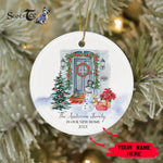 Scotstee Shop - First Christmas In Our New Home Circle Ceramic Ornament Watercolor Christmas Front Door New Home Christmas Gift Ornament