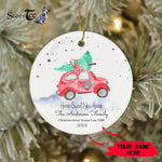 Scotstee Shop - Personalize Name Family First Christmas New Home For the Holidays Car Tree Ceramic Ornament, Home Sweet New Home Christmas Ornament