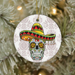 Sugar Skull Ornament Cowboy Sugar Skull Of The Dead Sugar Skull Funny Cinco de Mayo Happy Halloween Ornament Gift - Scotstee Shop