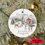 Scotstee Shop - Personalize Name Family First Christmas New Farm Ceramic Ornament Gift Christmas