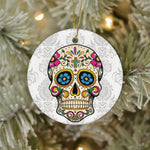Sugar Skull Ornament Day of Dead Sugar Skull with Cross Happy Halloween Ornament Gift Halloween Tree Decorations Halloween Gift - Scotstee Shop