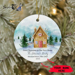 Scotstee Shop - Personalize Name Family Gingerbread Our First Christmas in our new home Ceramic Ornament, First Christmas In Our New Home Ornament