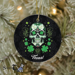 Sugar Skull Ornament Personalized Ornaments St Patricks Day Gift Lucky Sugar Skull Gift Happy Halloween Ornament Gift - Scotstee Shop