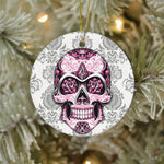 Sugar Skull Ornament Breast Cancer Pink Sugar Skull Halloween Ornament Gift - Scotstee Shop
