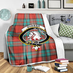 Scotstee Shop Tartan Plaid Blanket Dunbar Ancient Clan Crest Badge Scottish Tartan Plaid Sherpa Blanket