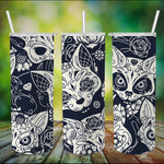 Sugar Skull Tumbler Sugar Cat Skull with Floral Sugar Skull Tumbler - Scotstee Shop