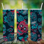 Sugar Skull Tumbler Sugar Skull with Floral Sugar Skull Tumbler 20oz - Scotstee Shop