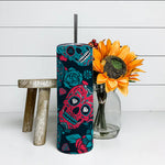Sugar Skull Tumbler Sugar Skull with Floral Sugar Skull Tumbler 20oz - Scotstee Shop