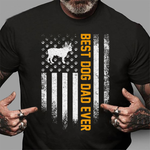 Scotstee Shop - Vintage USA Best French Bulldog Dad Ever American Flag Gift 4th Of July Shirt