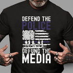 Scotstee Shop - Vintage Defend Police Defund Media USA American Flag 4th Of July Shirt Defund The Media Shirts Police Mom Shirts