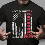 Scotstee Shop - Mens My Favorite Soldier Calls Me Papa USA Flag Father's Day 4th Of July Shirt