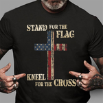 Scotstee Shop - Stand For The Flag Kneel For The Cross Faith US Patriotic 4th Of July Shirt Stand For The Flag Kneel For The Cross T Shirt