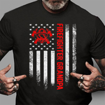 Scotstee Shop - Vintage USA American Flag Firefighter Grandpa Silhouette 4th Of July Shirt