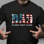 Scotstee Shop - Dad Myth Legend gifts Lineman Dad American Flag 4th Of July Shirt Lineman Shirts Power Lineman Tee Shirts