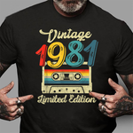 Vintage 1981 Limited Edition 40th Birthday Cassette Tape Birthday Shirt Funny 40th Birthday T Shirts - Scotstee Shop