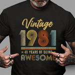 Vintage 1981 40 Years Of Being Awesome 40th Birthday Gifts Birthday Shirt Funny 40th Birthday T Shirts - Scotstee Shop