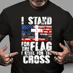 Scotstee Shop - Womens I Stand For The Flag I Kneel For The Cross US Flag Patriotic 4th Of July Shirt Stand For The Flag Kneel For The Cross T Shirt