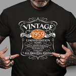 Vintage 1959 Years Old 61st Birthday All Original Parts Gift Birthday Shirt - Scotstee Shop