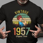 Vintage Made In 1957 63rd Birthday Gift Idea Original Parts Birthday Shirt - Scotstee Shop