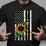 Scotstee Shop - Baseball Player American Flag Sunflower Sports Lover Gifts Sunflower 4th Of July Shirt
