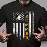 Scotstee Shop - Vintage USA Drummer American Flag Drums Patriotic Cool Gift 4th Of July Shirt